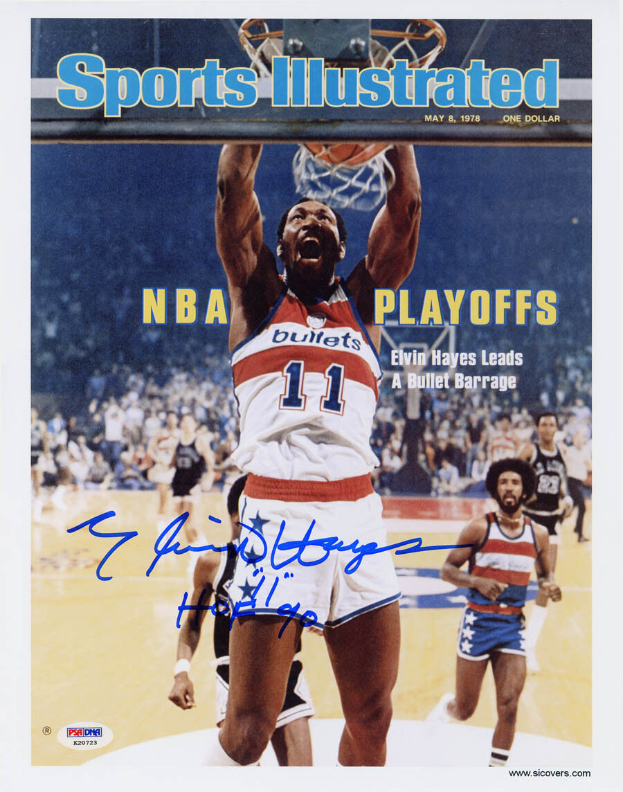 Elvin Hayes SIGNED Sports Illustrated Print + HOF 90 Bullets PSA/DNA AUTOGRAPHED