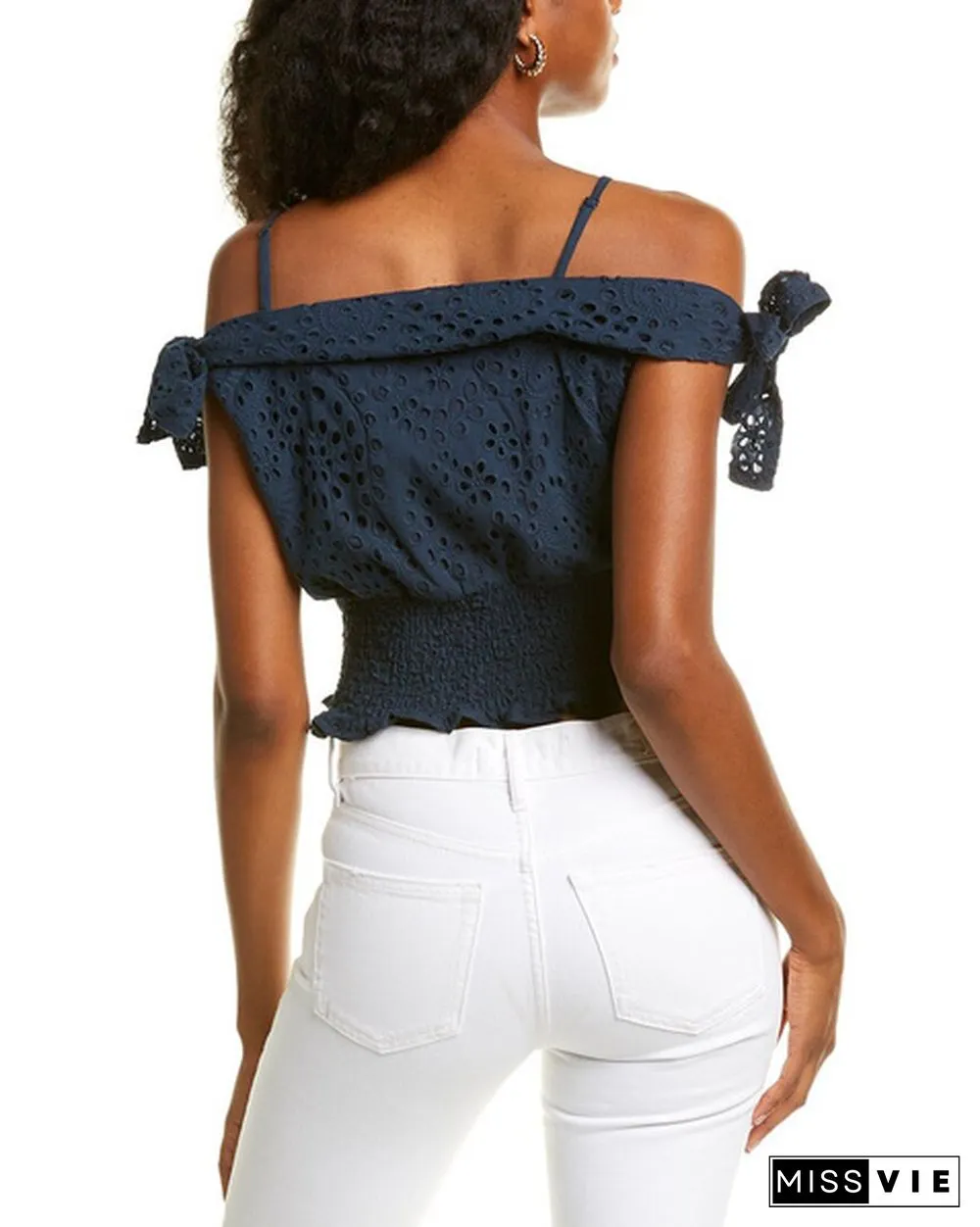 Kendall + Kylie Eyelet Lace Crop Top