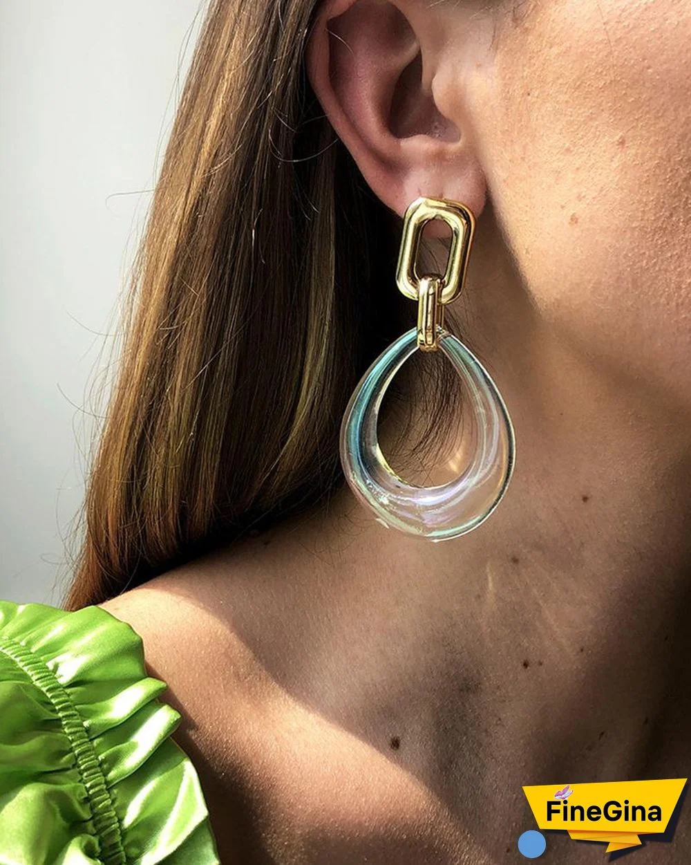 Transparent Resin Geometric Hollow-out Earrings