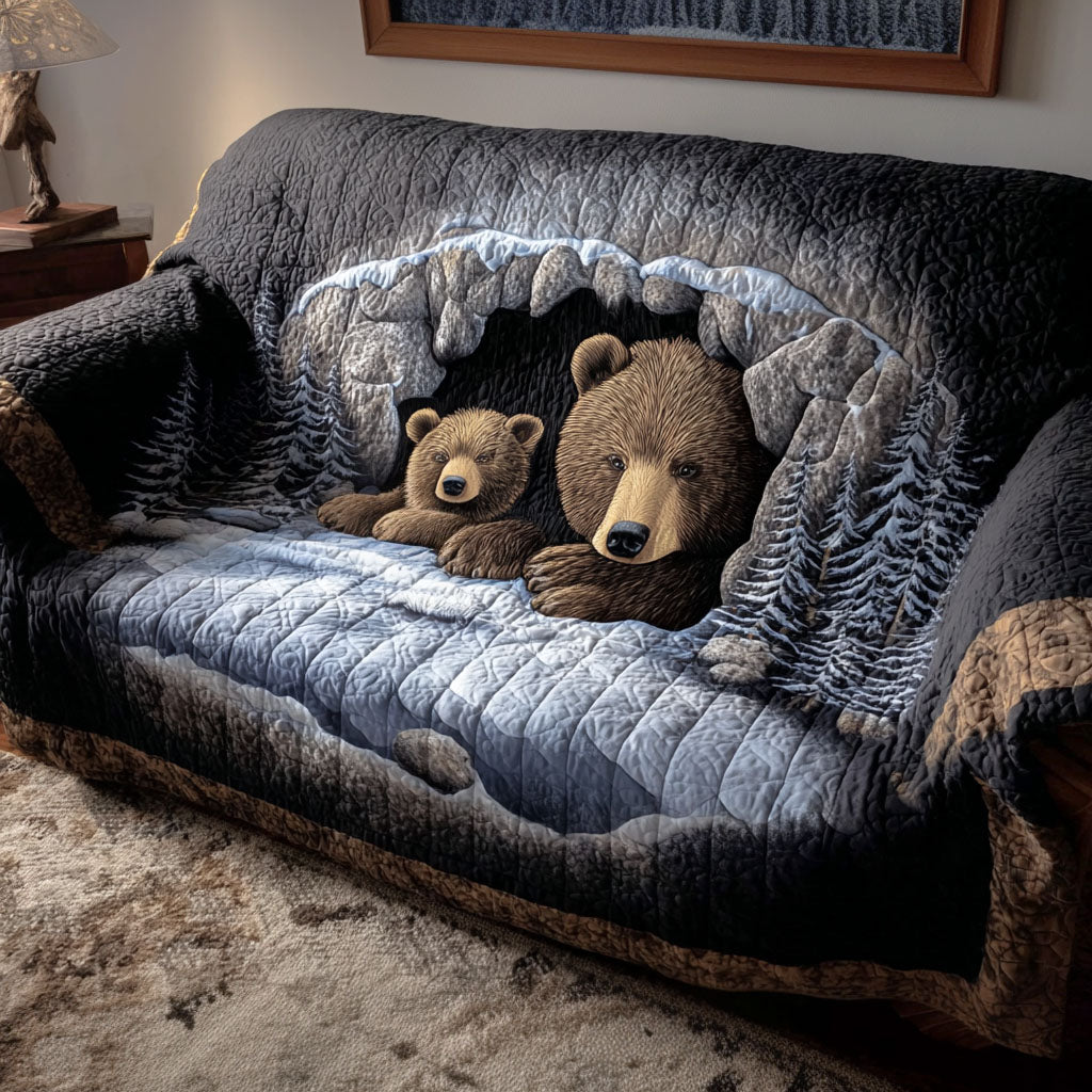 Sleepy Forest Bear Quilted Sofa Cover NCU0PT9786 everthome