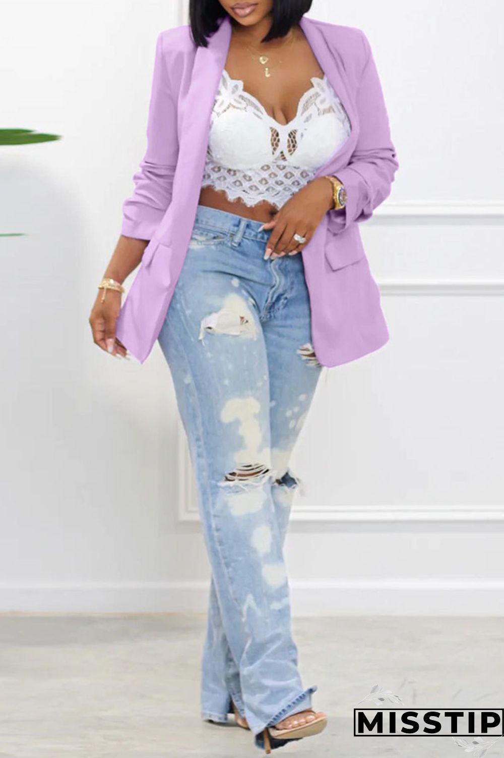 Black Fashion Casual Solid Patchwork Cardigan Turn-back Collar Outerwear