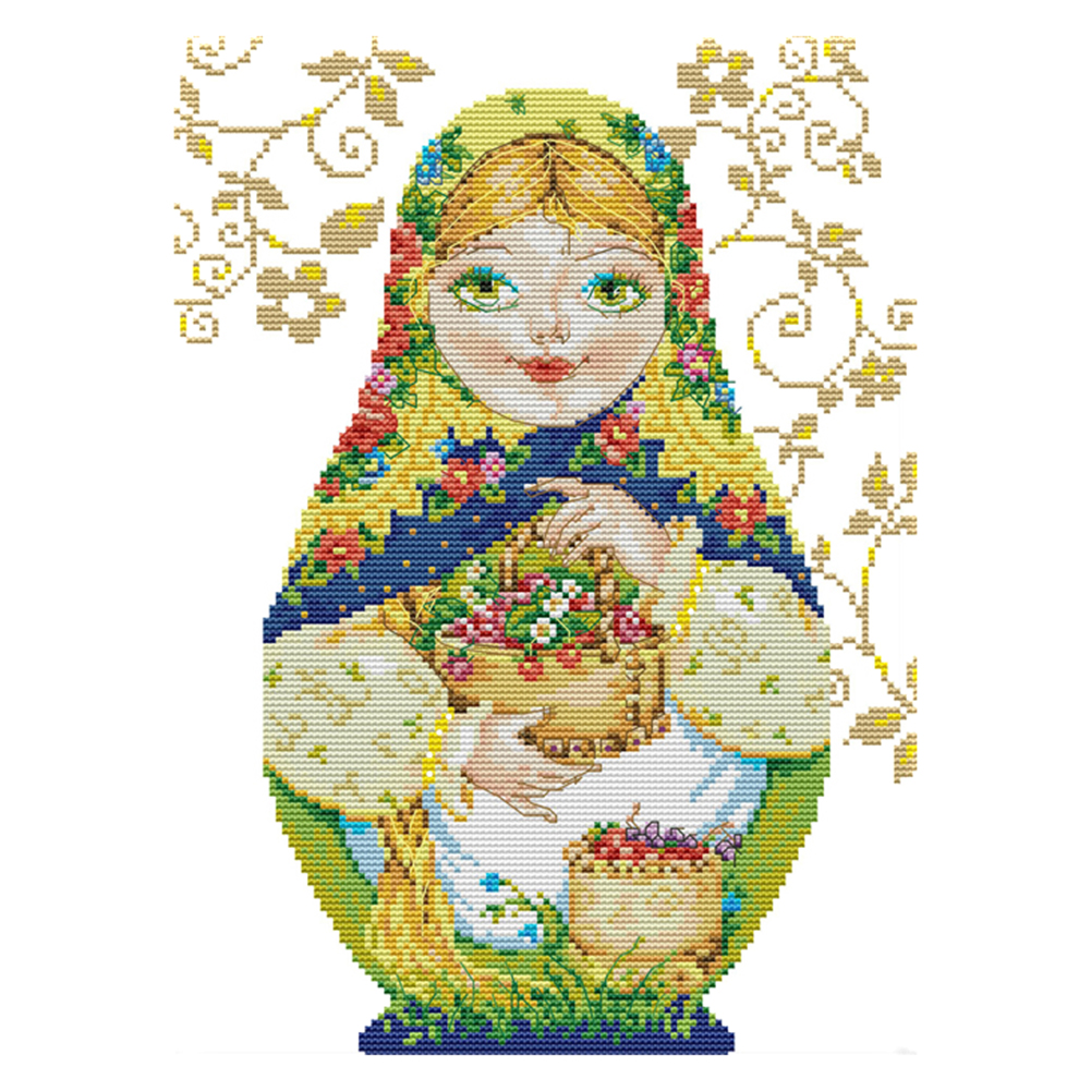 

Russian Doll - 14CT Stamped Cross Stitch - 29*36CM, 501 Original