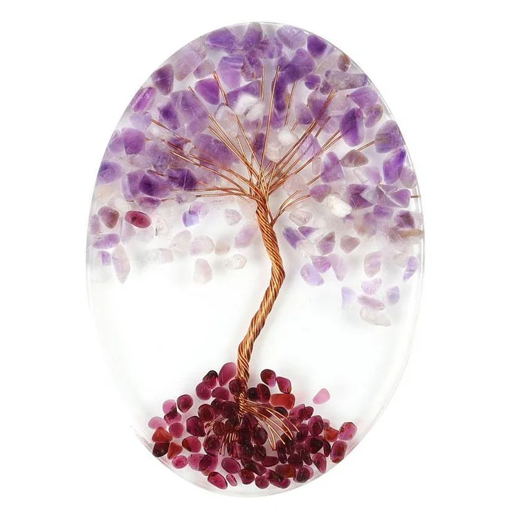Resin Coaster Free Form with Crystal Chips Tree