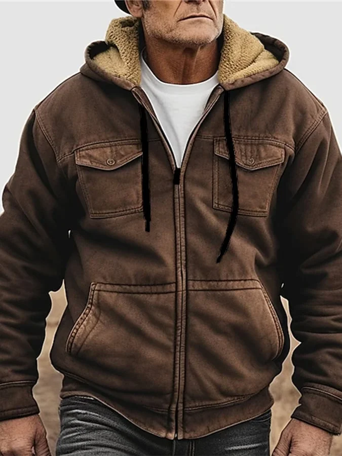 Men's Western Style Hooded Fleece Jacket