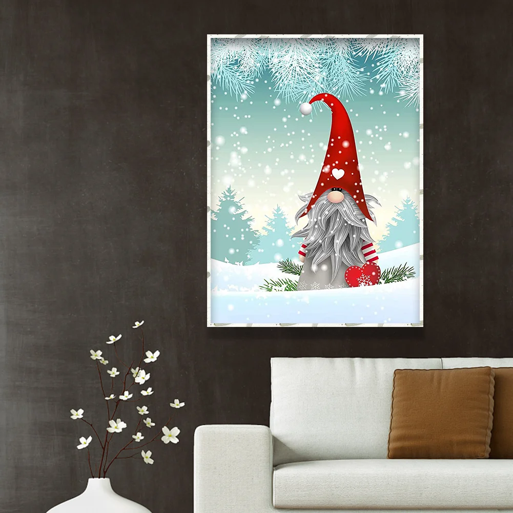 Full Round Diamond Painting 30*40cm - Gnome Christmas