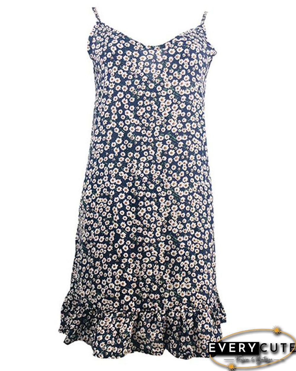 Chic Floral Slip Camisole Neckline Shift Dress