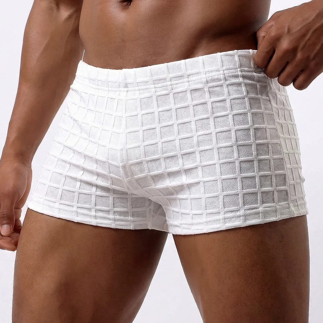Men's Basic Casual Shorts, Checked Pattern Athletic Shorts-INSPIREUSE