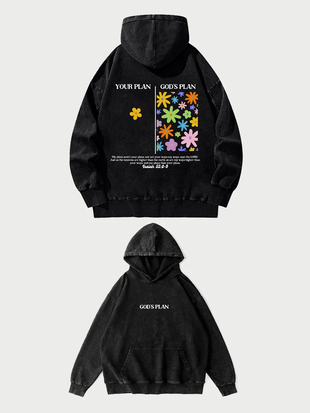 GOD'S PLAN UNISEX WASHED HOODIE / DarkAcademias /Darkacademias