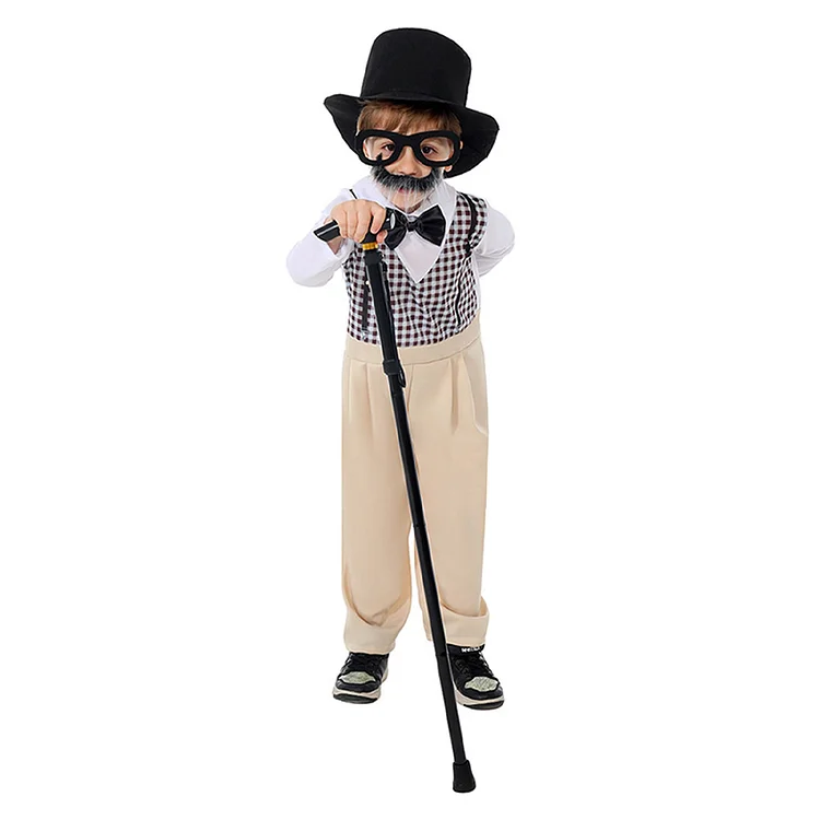 Kids Children 100th Day Of School Gentleman Grandpa Outfits Cosplay Costume Carnival Suit