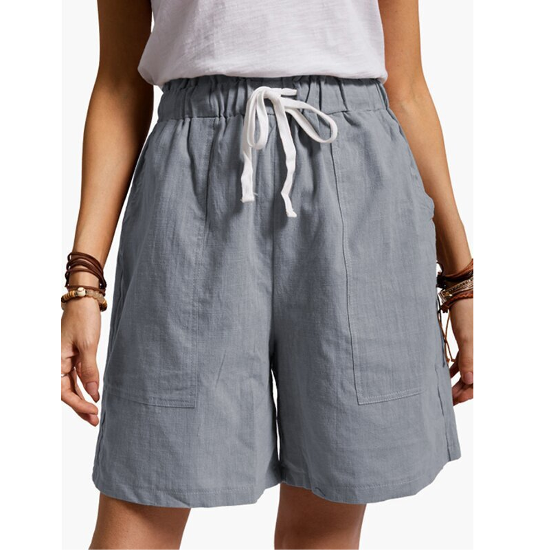 Casual Solid Patch Pocket Shorts