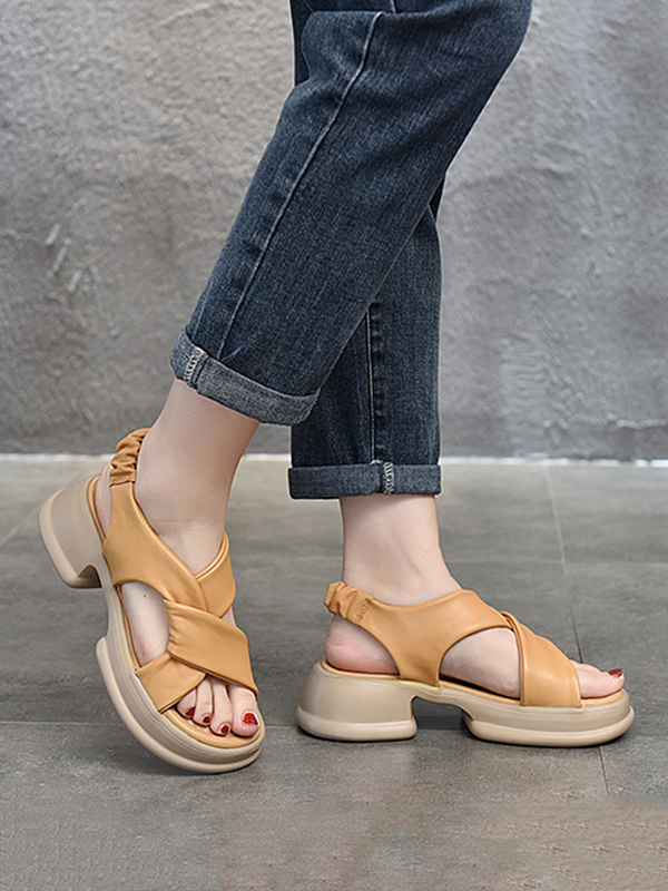 Printed Open Toe Platform Sandals main image 0