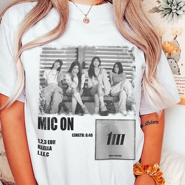 MAMAMOO MIC ON Photo Printed T-shirt