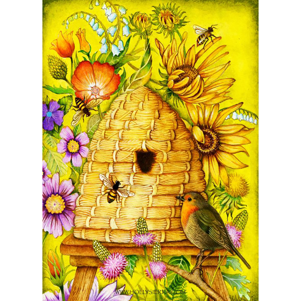 

30*40CM - Special Shaped Diamond Painting - Bee Nest Flower, 501 Original