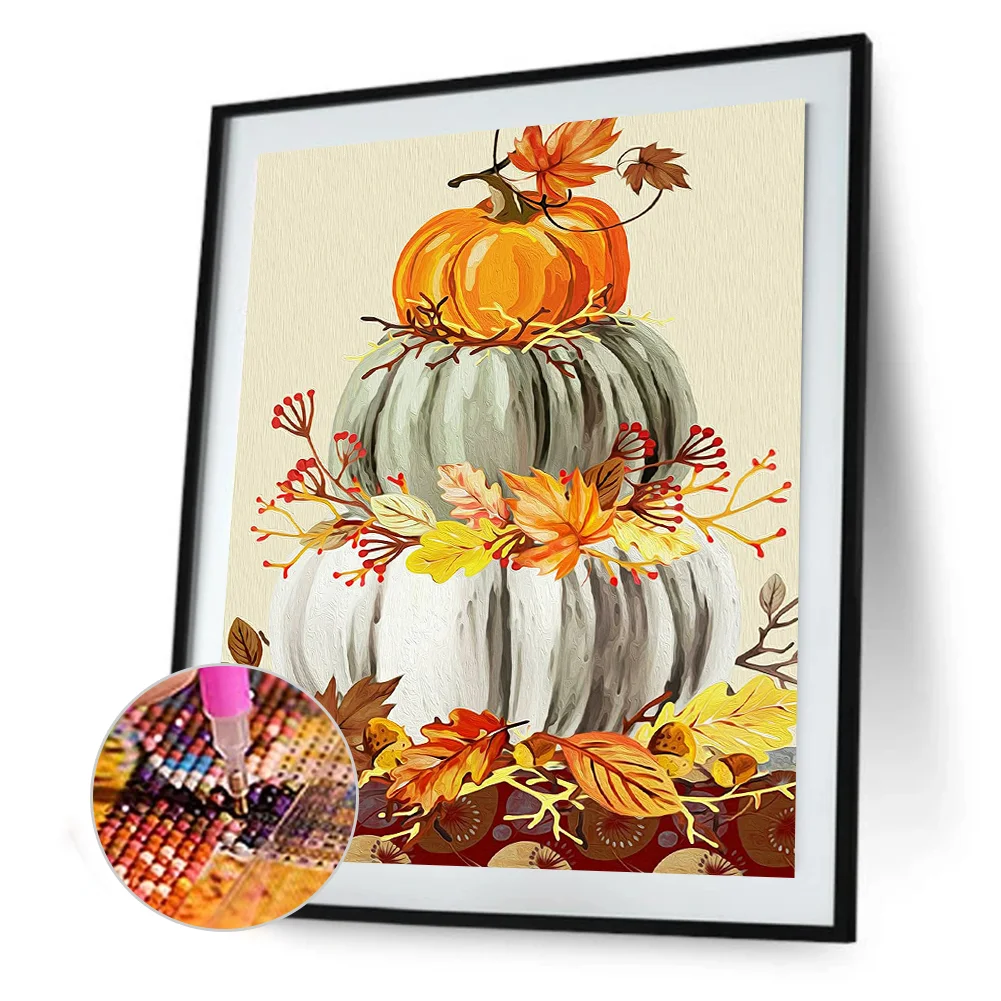 Diamond Painting - Full Square Drill - Pumpkin Maple Leaf(20*30 - 50*70cm)