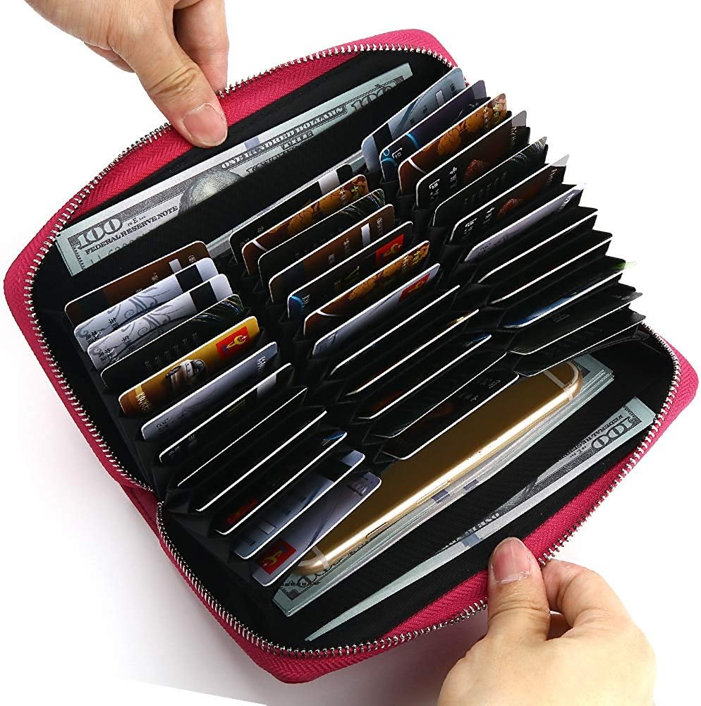 womens Credit Card Wallet Leather RFID Wallet , Huge Storage Capacity