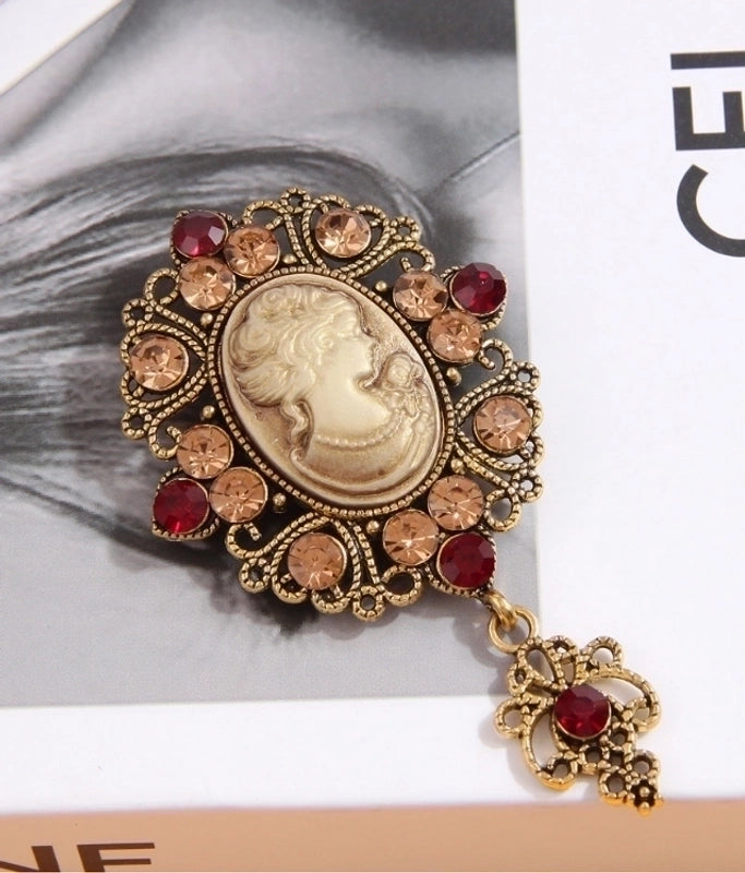 Vintage Style Minimalist Human Alloy Resin Inlay Rhinestones Women’s Brooches 1 Piece