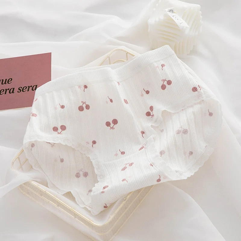 Cotton Women's Underwear Panties Lovely Girl Comfort Briefs Middle Waist Seamless Thread Underpants Female Lingerie