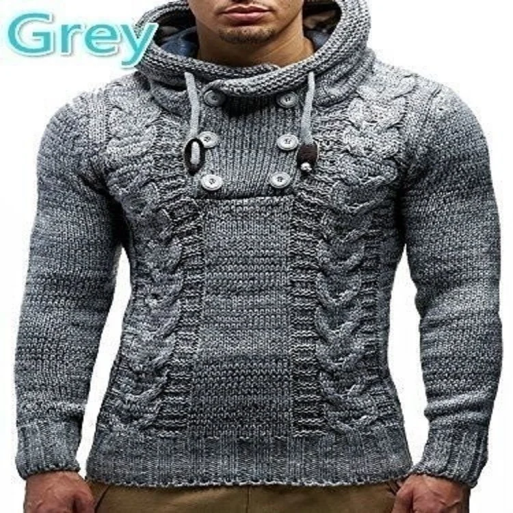 Wongn Wongn And Winter New Hot Style Man Slim High Collar Hooded Head Large Size Knit Sweater Man