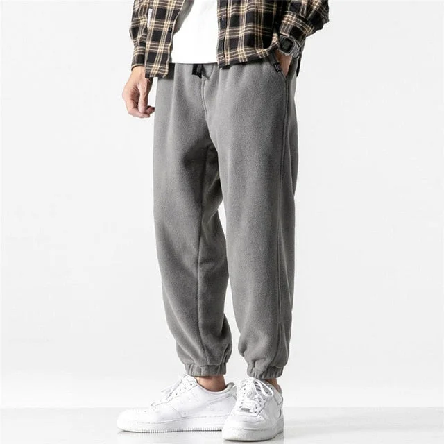 New Loose Jogging Pants Men New Fashion Fleece Autumn Winter Warm Sweatpants Male Outdoor Straight Trousers Pantalon Hommes