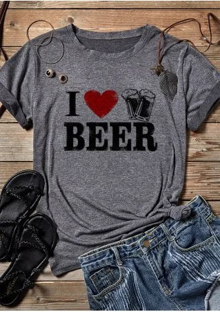I Love Beer Heart O Neck T-shirt