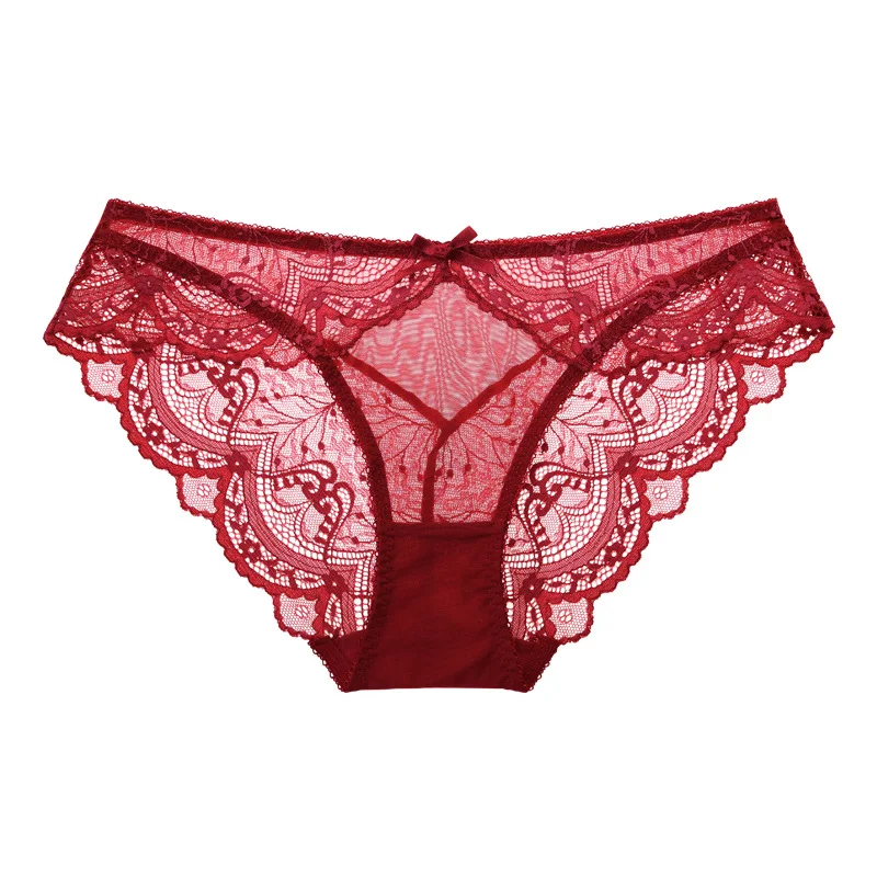 Churchf Lace Sexy Underwear Lady's Life Year Big Red Underwear Pure Desire Mid-Rise Pure Desire Without Trace Girl Underwear