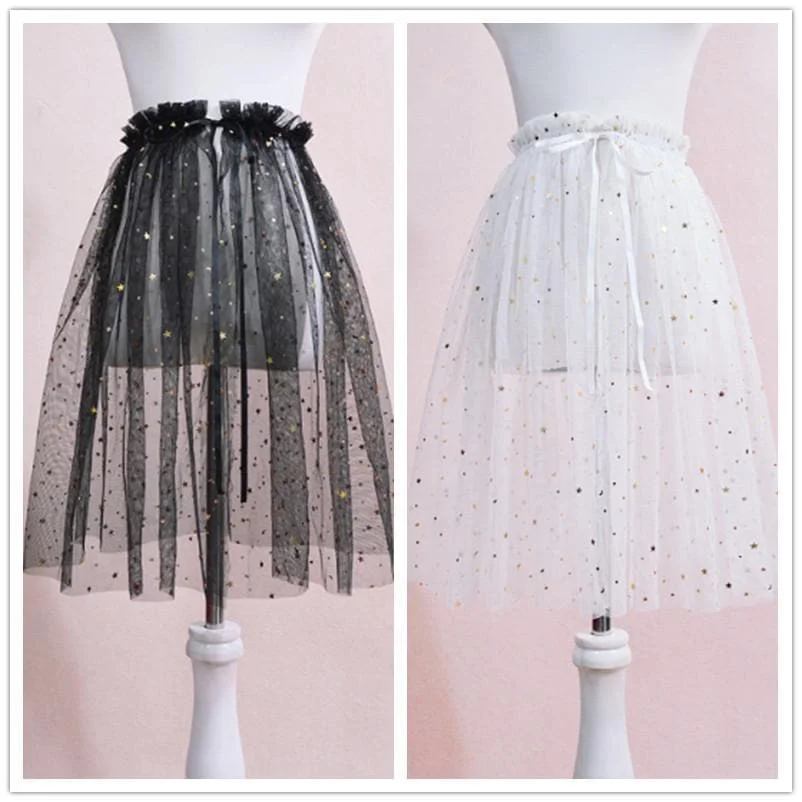 Black/White Star Gauzy Skirt SP1811967