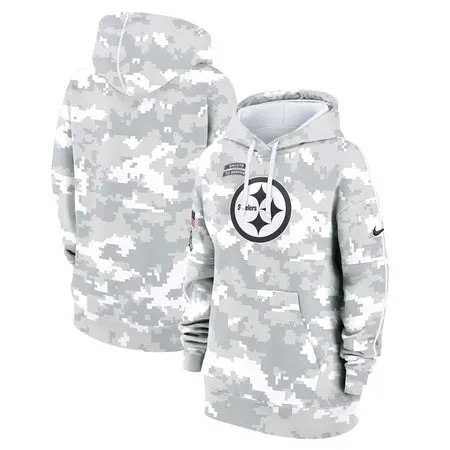 Women's Pittsburgh Steelers  Arctic Camo 2024 Salute To Service Club Fleece Pullover Hoodie