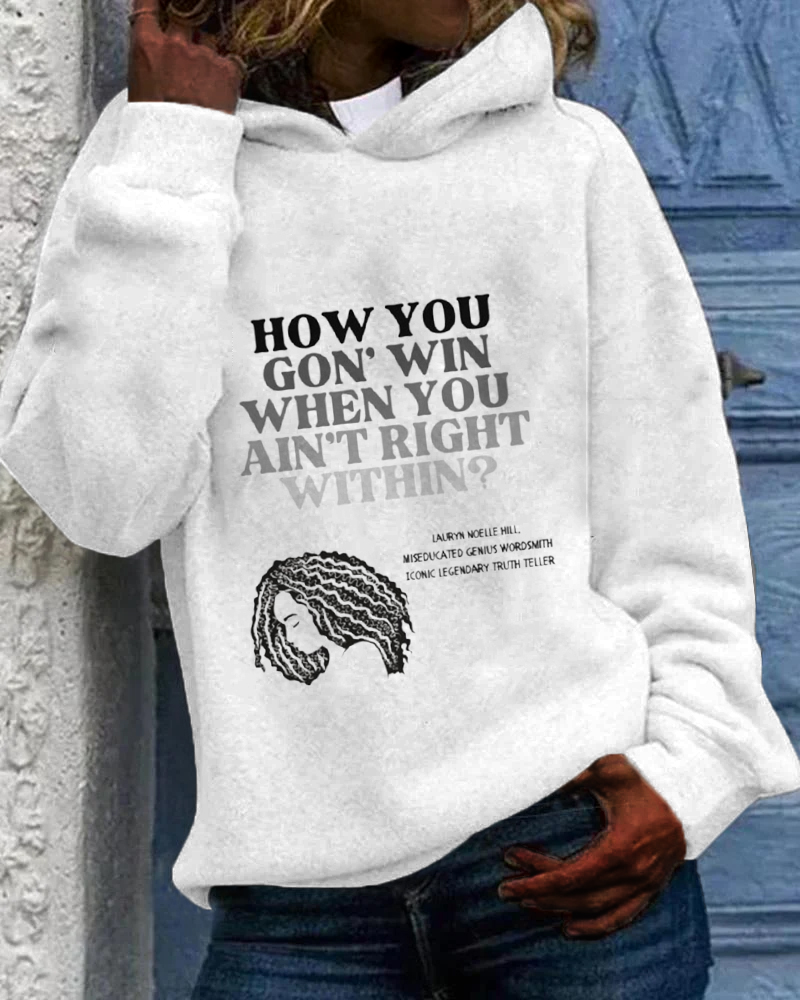 Women's Rap Bars Lauryn Hill Unisex Letter Print Long-sleeved Hoodie
