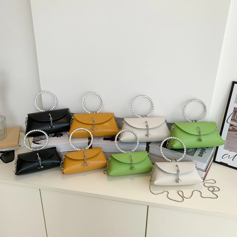 Women's Medium Pu Leather Solid Color Streetwear Sewing Thread Square Flip Cover Handbag