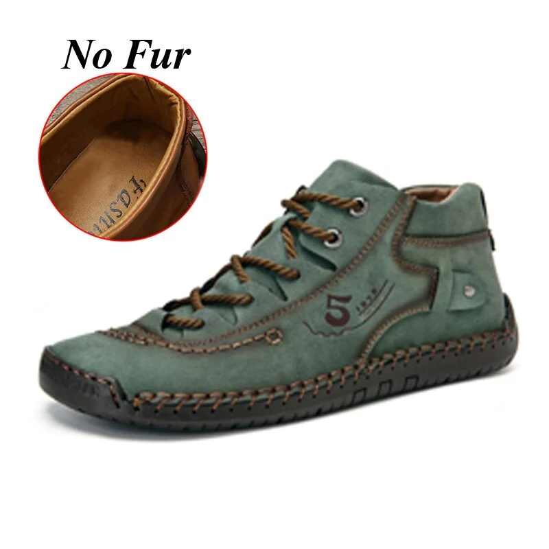 Men's Genuine Leather BootsAutumn Mid-top Quality Pigskin Martin Boots Men Fashion Retro SideZIper Winter Shoes Men Chelsea Boot