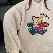 Dwblockchain autumn winter fleece hoodies women casual full Sleeve hooded sweatshirt harajuku lambs wool cartoon oversized hoodie y2k clothes