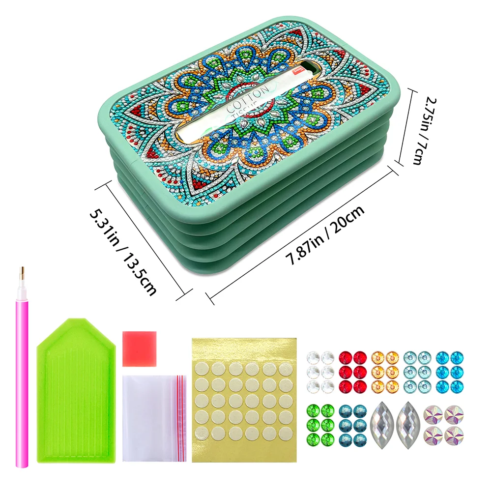DIY Acrylic Mandala Flower Diamond Painting Paper Towel Dispenser Decor for Beginners