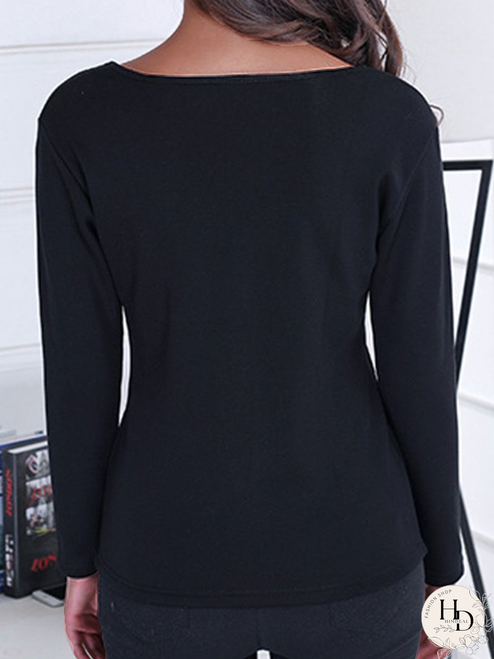 Plain Long Sleeve Crew Neck Plus Size Casual Plush T-Shirt
