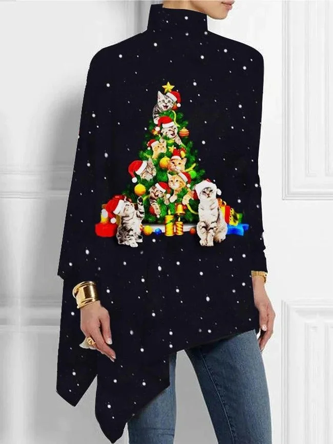Women's Christmas Print Long Sleeve Blouse Top