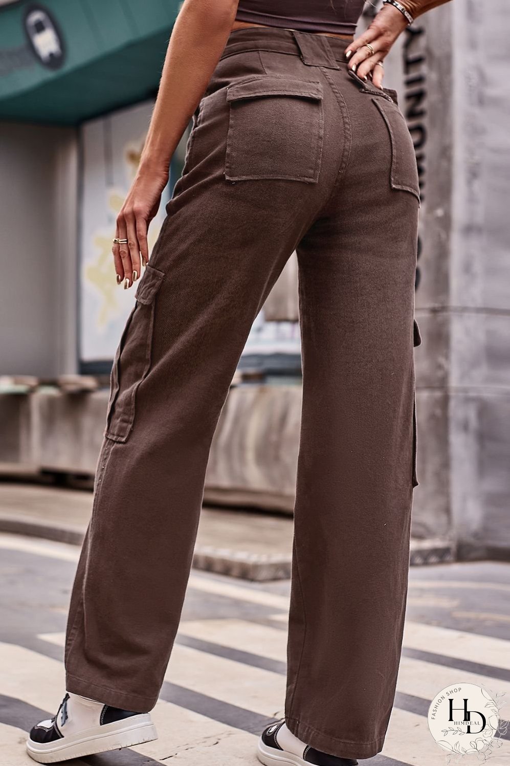 Buttoned High Waist Loose Fit Jeans