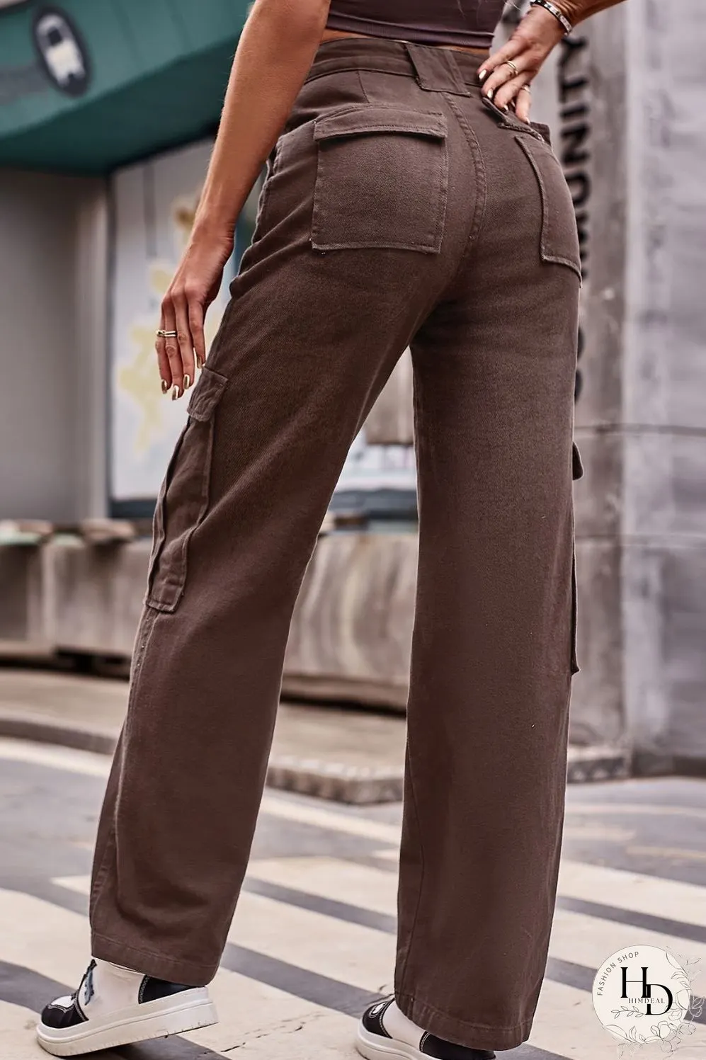 Buttoned High Waist Loose Fit Jeans