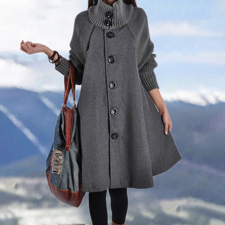 【FINAL SALE】Simple solid color turtleneck coat