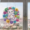 Diamond Painting Acrylic Succulent White Cat Diamond Painting Art Pendants for Adults
