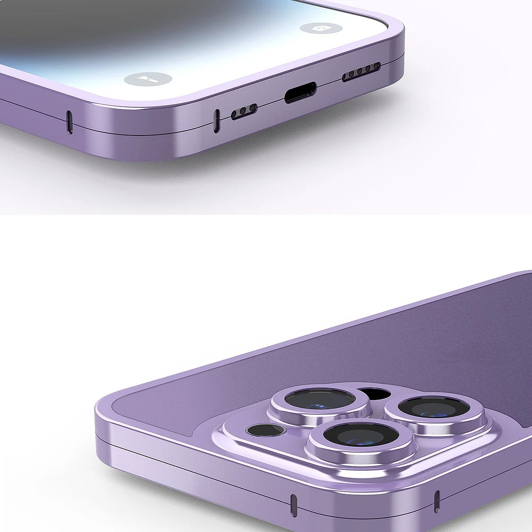 For iPhone 13/14/15 Titanium Alloy Double-sided Glass All-inclusive Phone Case