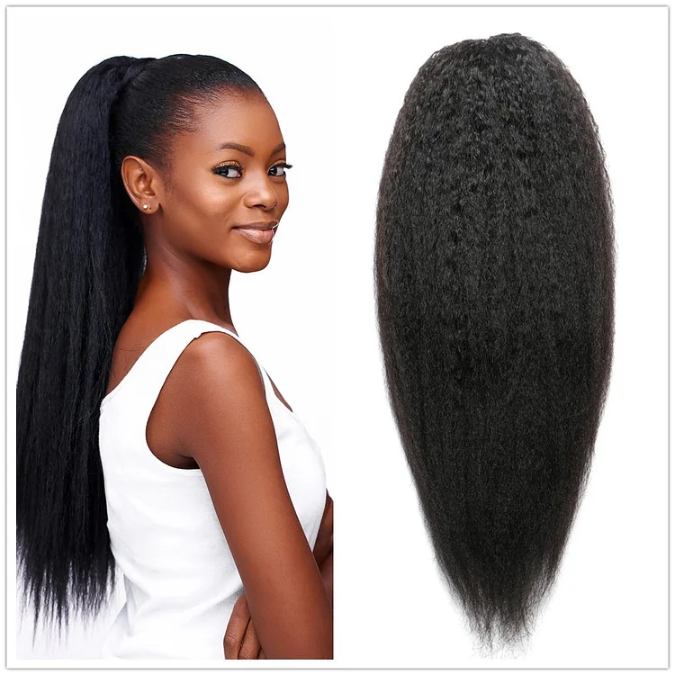 Kinky Straight "Blow Out" Drawstring Human Hair Ponytail Extension