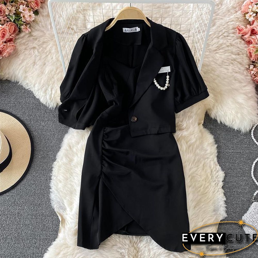 Fashion Lapel Coat+Cami Dress P11584