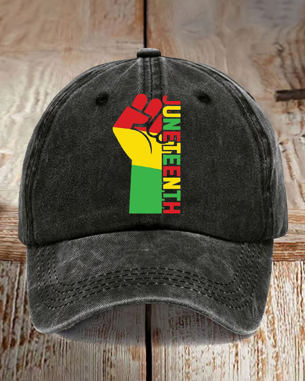 Juneteenth Black Power Wash Baseball Cap
