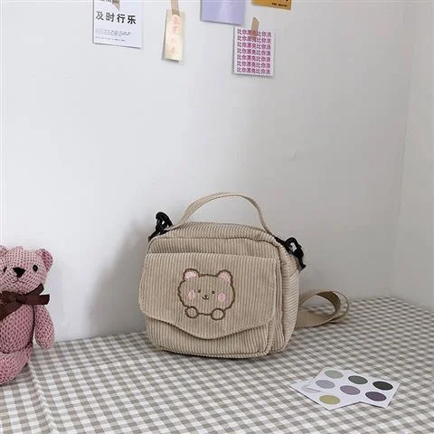 Vstacam Shoulder Bag Crossbody for Women Y2k Travel Kawaii Bear Anime Soft Small Party Clutch School Handbags Japanese Lolita