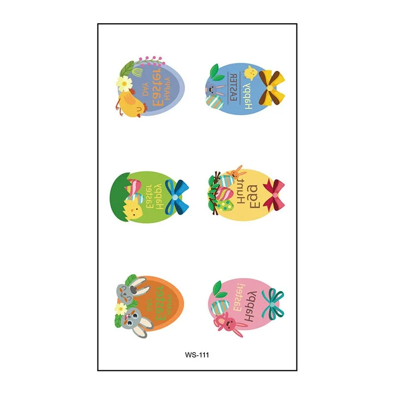 Cross-border creative cartoon waterproof sweat egg child cute rabbit egg tattoo sticker Easter tattoo sticker