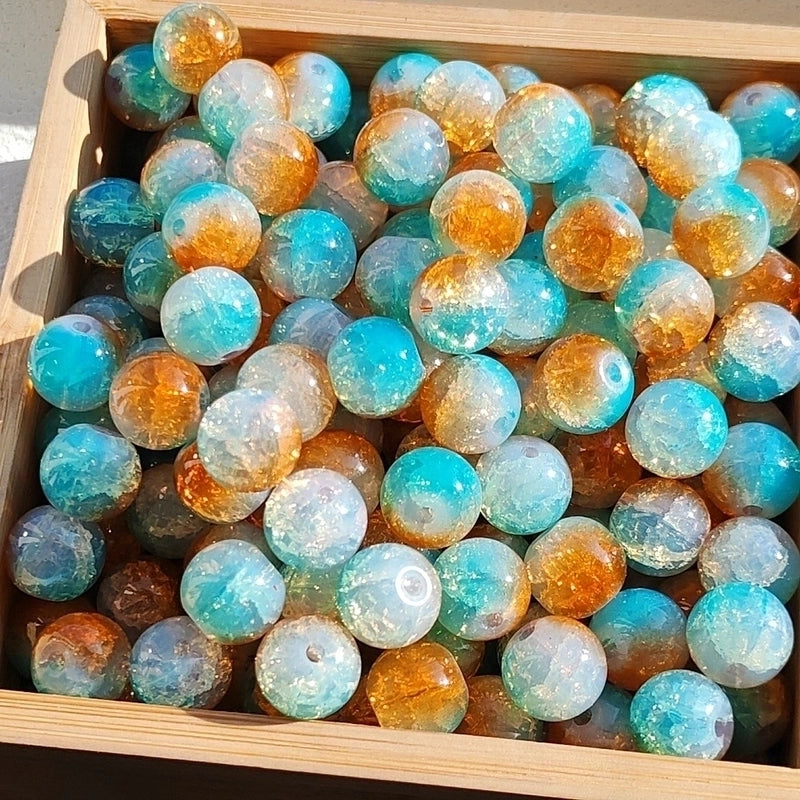 New 8/10mm Water Dyed Protein Jade Broken New Chinese Style Gold Sprinkling Glass Bead DIY Bracelet Ornament Straight Hole Beads Loose Beads