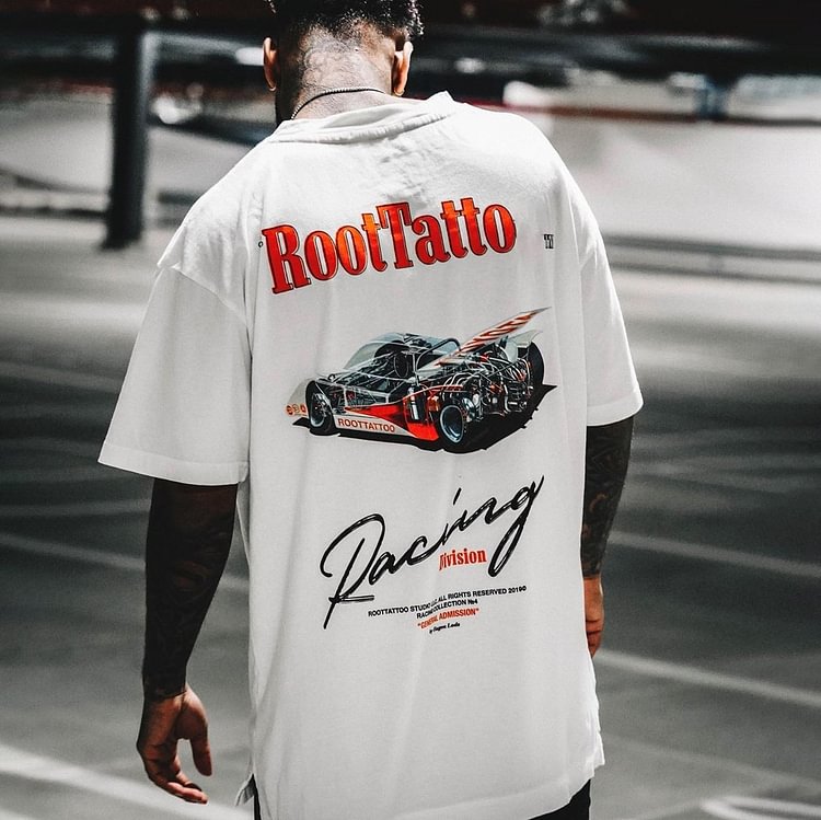 Mens Vintage round neck printed short-sleeved t-shirts