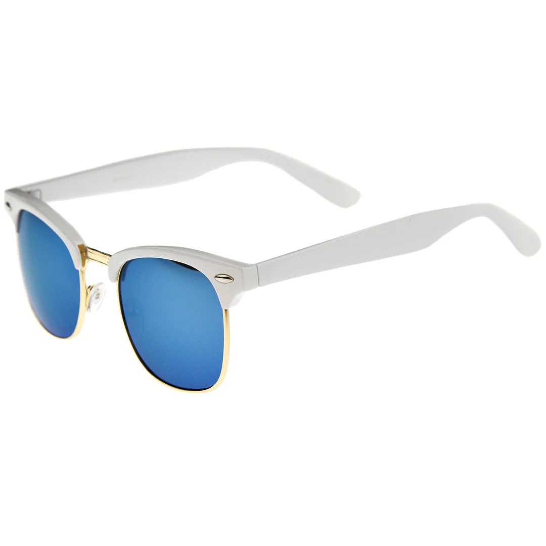 Premium Half Frame Colored Mirror Lens Horn Rimmed glasses 50mm