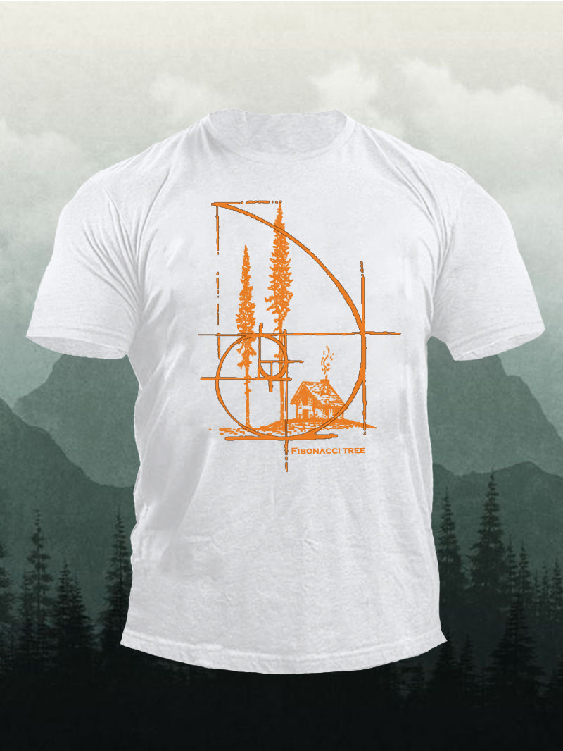 Men's Outdoor Rose Gold Forest Fibonacci Short-Sleeved Shirt