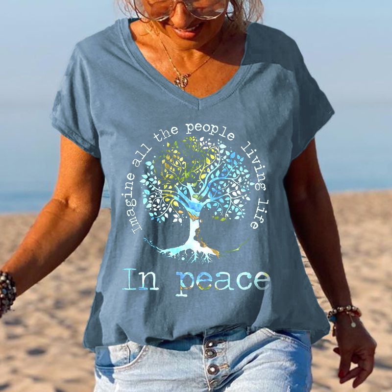 Imagine All The People Living Life Tree Of Life T-shirt