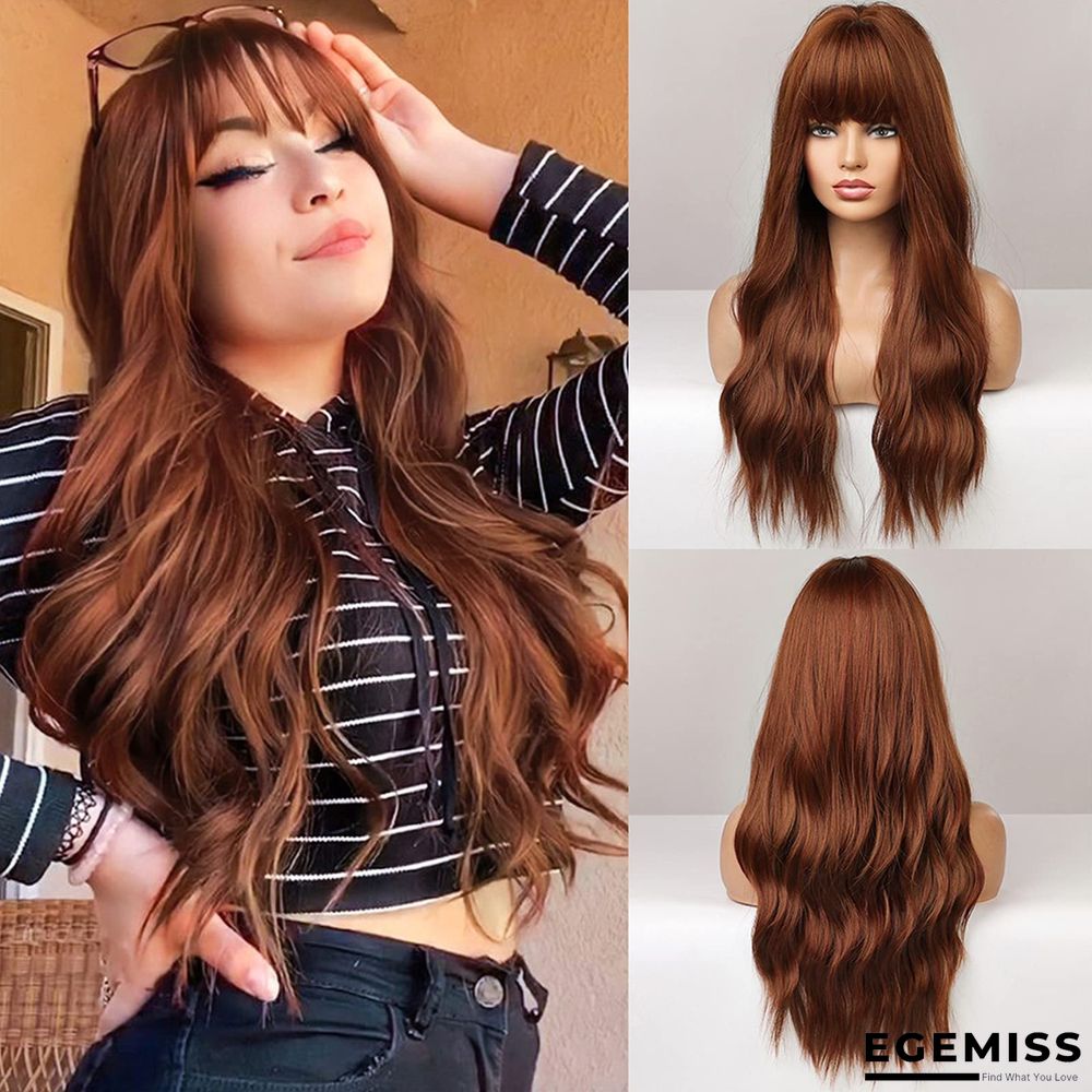Air Bangs Long Curly Hair High Temperature Silk European Wig Female Full Headgear | EGEMISS